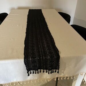 Black Crochet Knit Foldable Table Runner